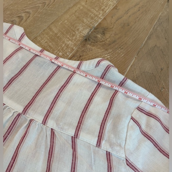 Splendid Linen White Pink Striped Blouse Women’s M Beachy Breathable Casual Top - Picture 6 of 6